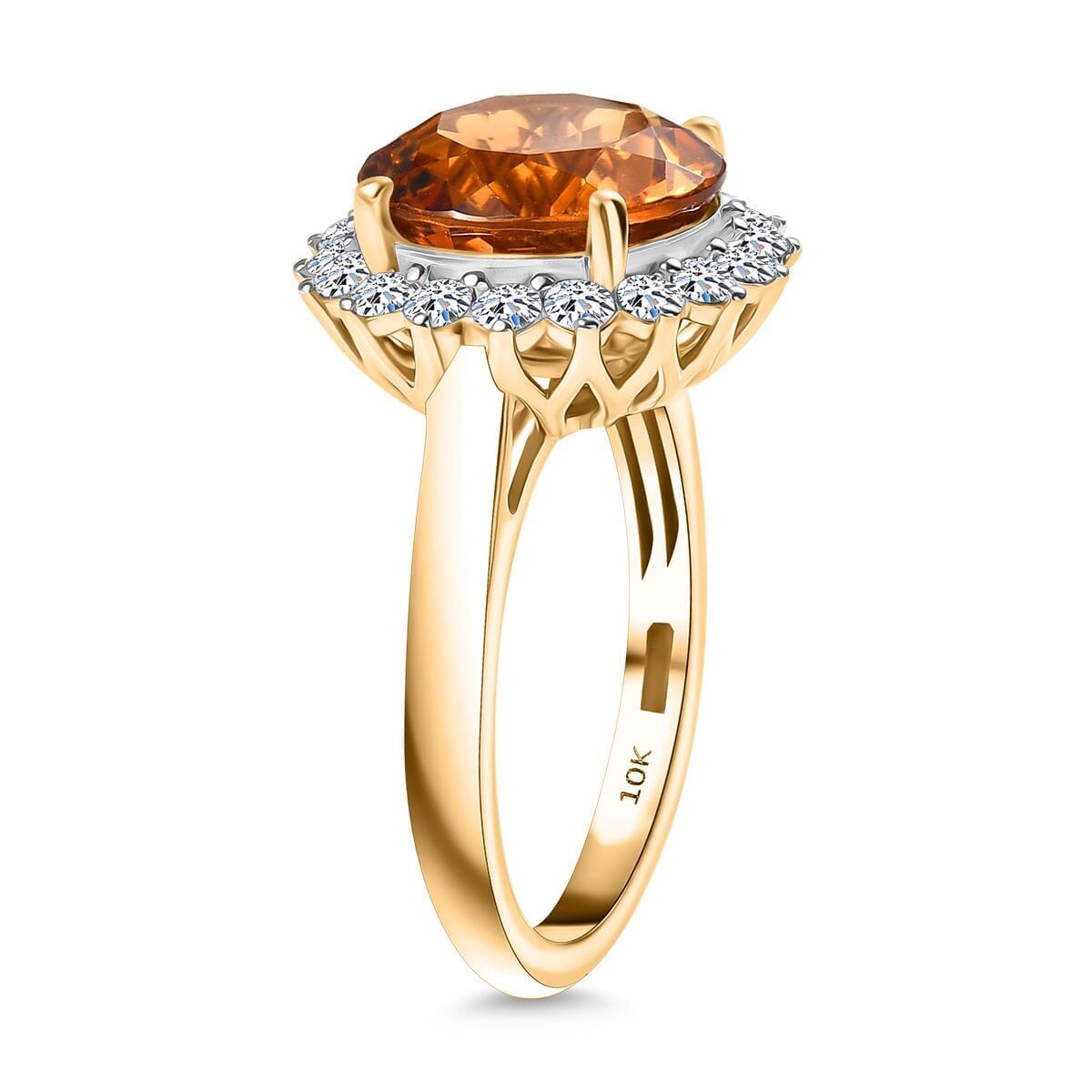 AA LAGOAO Mandarin Citrine and Luxuriant Lab Grown Diamond G-H SI 5.33 ctw Ring in 10K Yellow Gold (Size 10.0) image number 3
