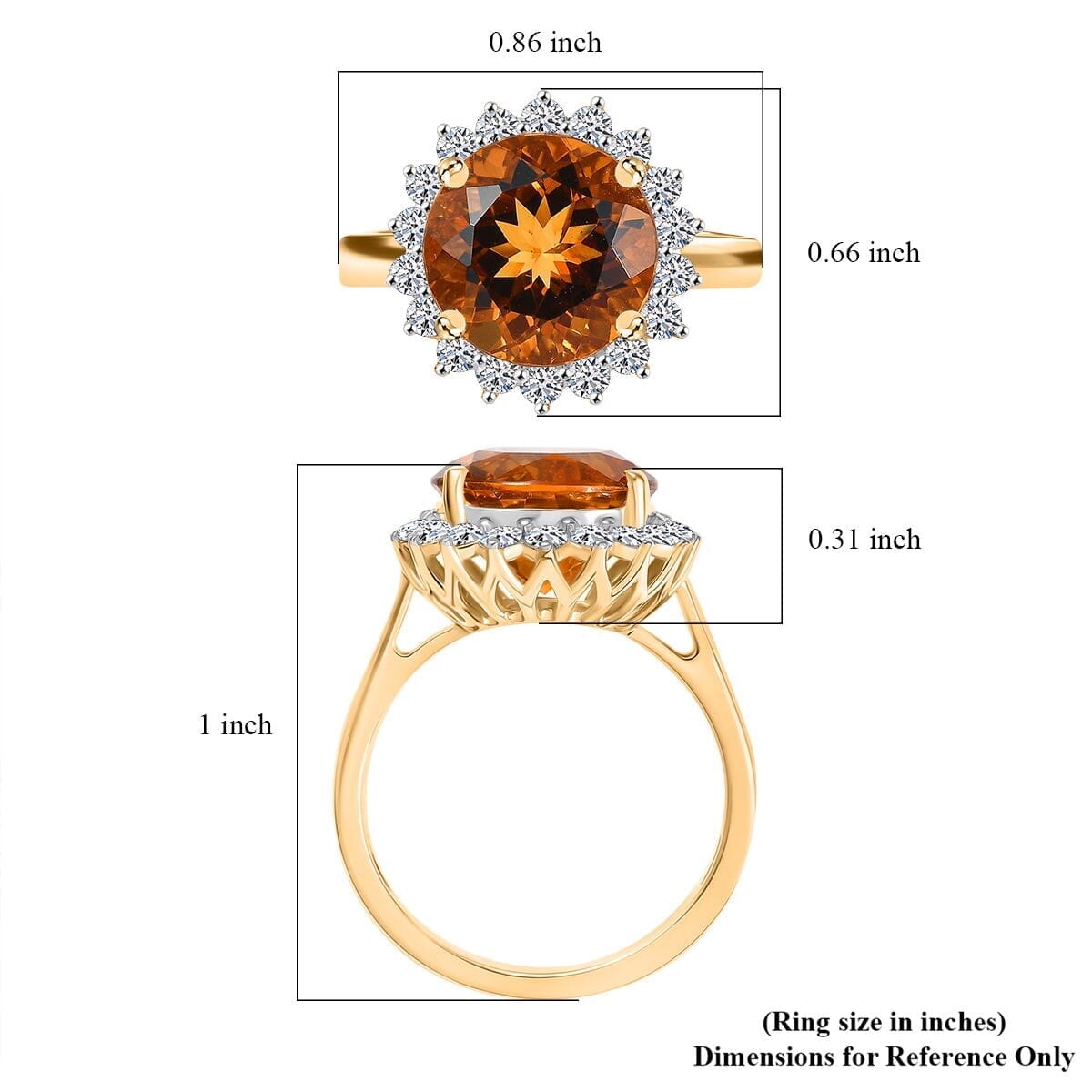 AA LAGOAO Mandarin Citrine and Luxuriant Lab Grown Diamond G-H SI 5.33 ctw Ring in 10K Yellow Gold (Size 10.0) image number 5