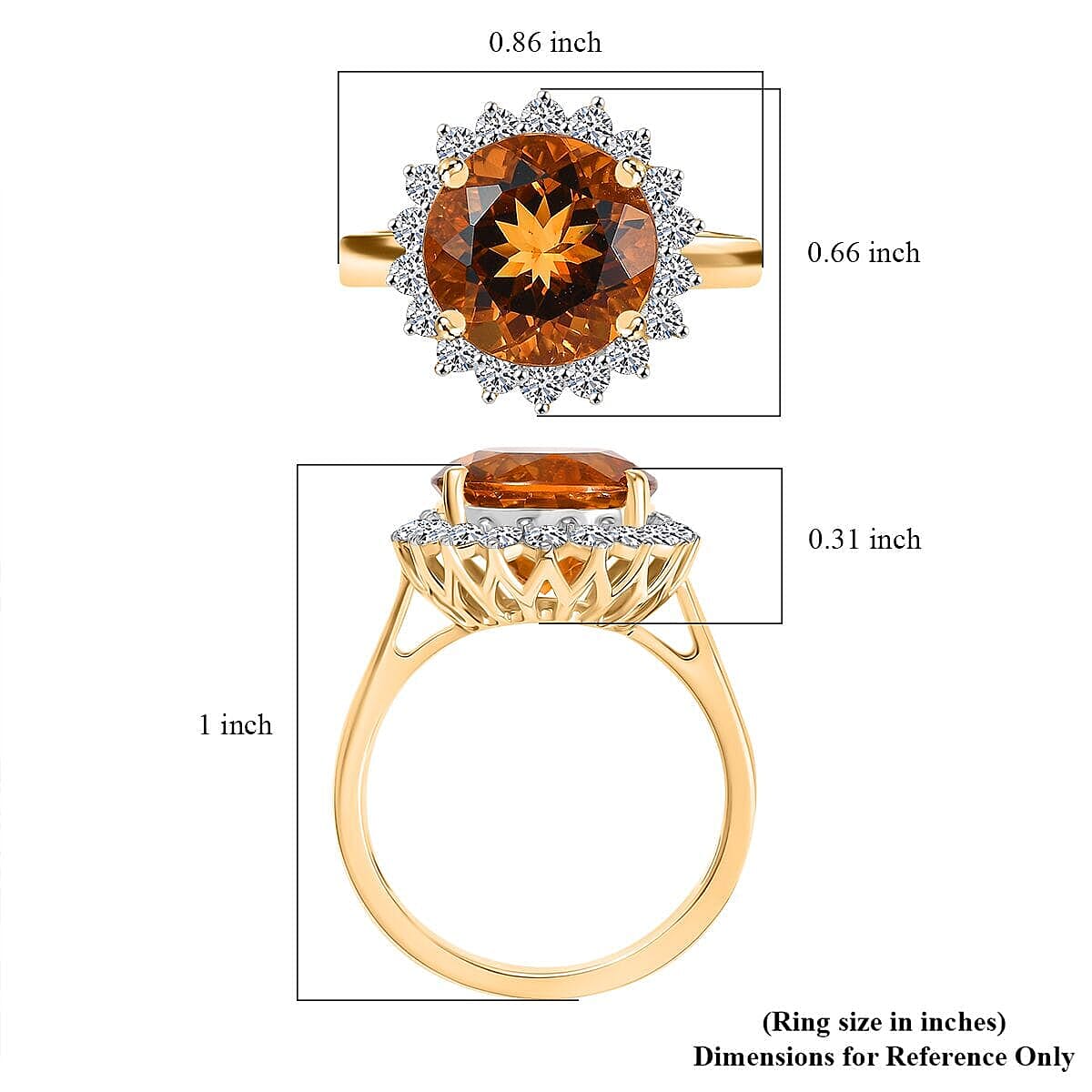 10K Yellow Gold AA LAGOAO Mandarin Citrine, Luxuriant Lab Grown Diamond (G-H, SI) Ring (Size 11.0) 5.33 ctw image number 5