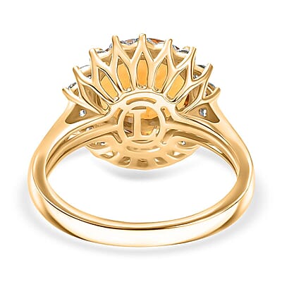 Santa Ana Madeira Citrine, Lab Grown Diamond Ring in 10K Yellow Gold 5.33 ctw (Size 5.0)