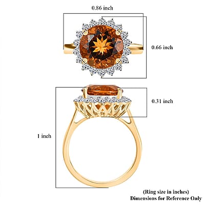 Santa Ana Madeira Citrine, Lab Grown Diamond Ring in 10K Yellow Gold 5.33 ctw (Size 5.0)