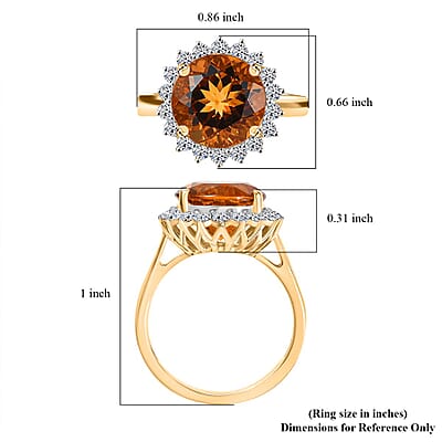 Santa Ana Madeira Citrine, Lab Grown Diamond Ring in 10K Yellow Gold 5.33 ctw (Size 8.0)