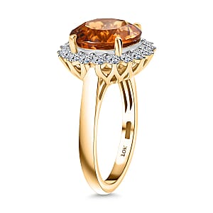 Santa Ana Madeira Citrine, Lab Grown Diamond Ring in 10K Yellow Gold 5.33 ctw (Size 9.0)