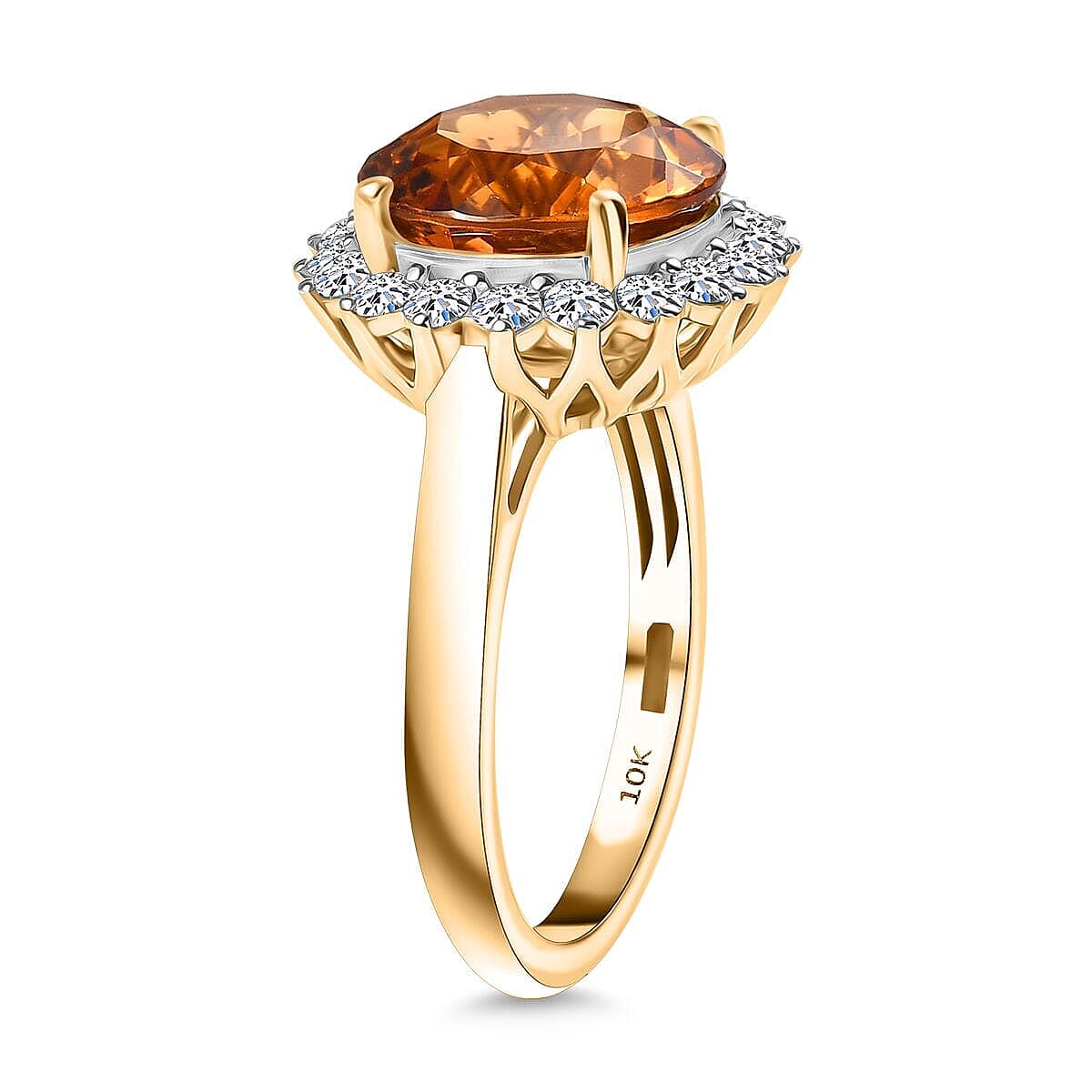 10K Yellow Gold AA LAGOAO Mandarin Citrine, Luxuriant Lab Grown Diamond (G-H, SI) Ring (Size 9.5) 5.33 ctw image number 3