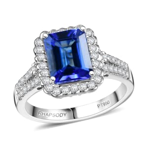 Certified & Appraised Rhapsody AAAA Tanzanite and E-F VS Diamond 3.00 ctw Ring in 950 Platinum (Size 10.0)