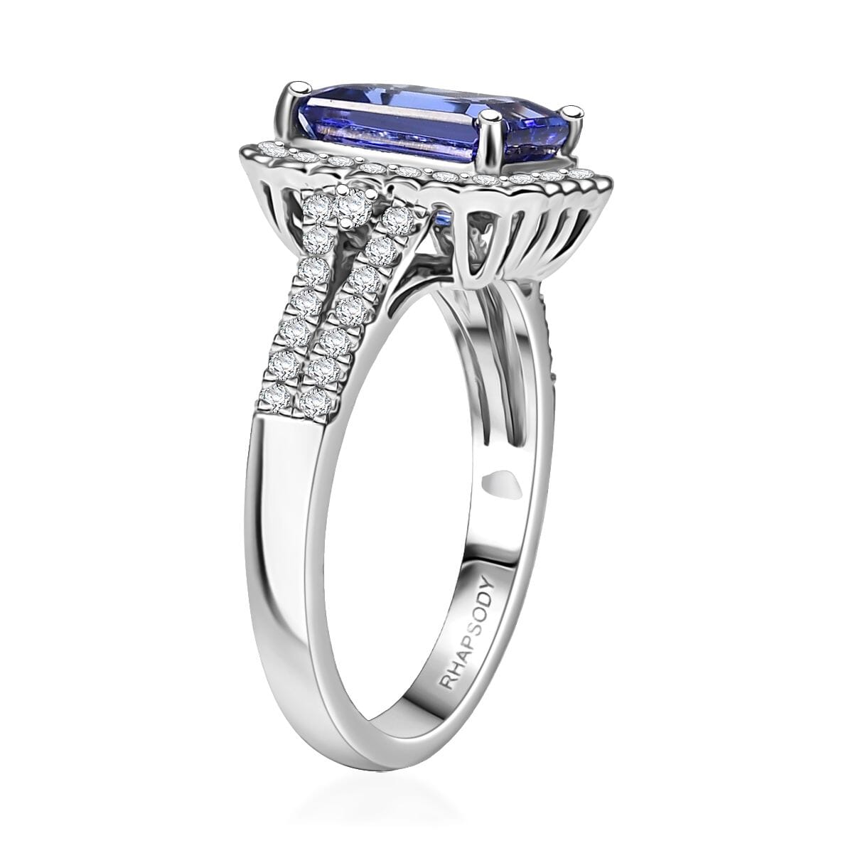 Certified & Appraised Rhapsody AAAA Tanzanite and E-F VS Diamond 3.00 ctw Ring in 950 Platinum (Size 10.0) image number 3