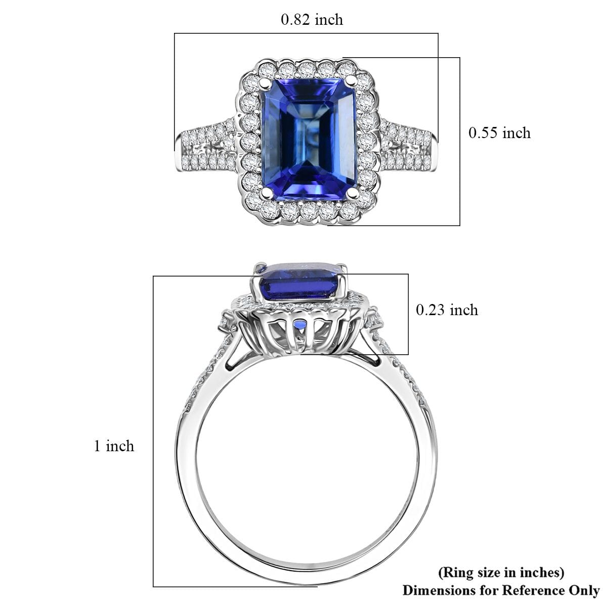 Certified & Appraised Rhapsody AAAA Tanzanite and E-F VS Diamond 3.00 ctw Ring in 950 Platinum (Size 10.0) image number 5