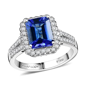 Certified & Appraised Rhapsody AAAA Tanzanite and E-F VS Diamond 3.00 ctw Ring in 950 Platinum (Size 6.0)