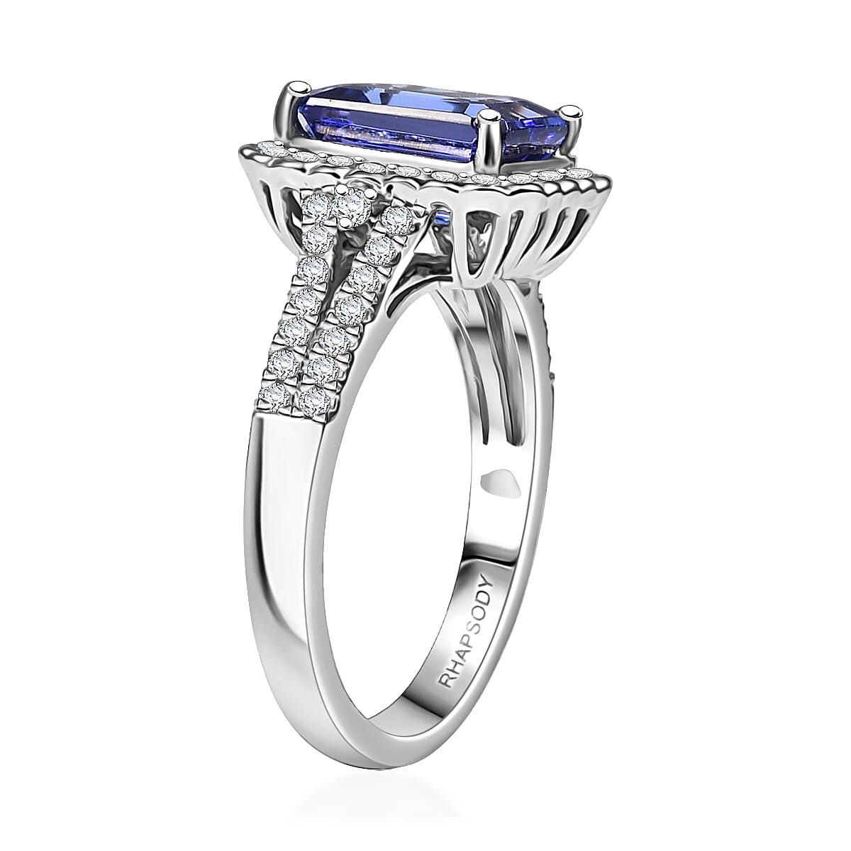 Certified & Appraised Rhapsody AAAA Tanzanite and E-F VS Diamond 3.00 ctw Ring in 950 Platinum (Size 6.0) image number 3