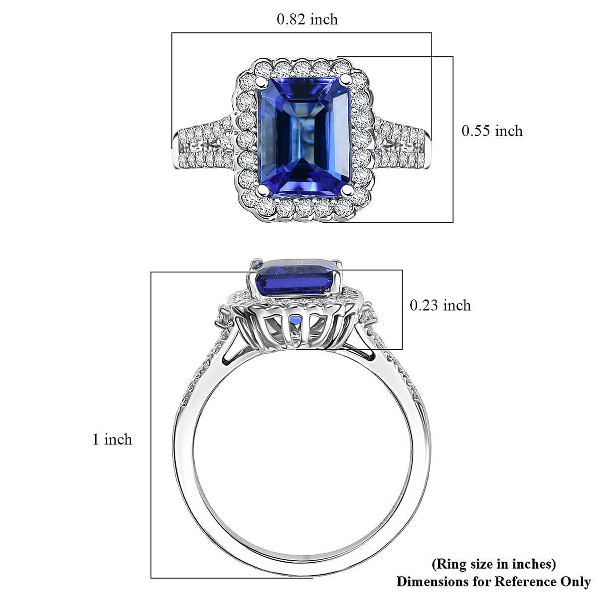 Certified & Appraised Rhapsody AAAA Tanzanite and E-F VS Diamond 3.00 ctw Ring in 950 Platinum (Size 6.0) image number 5