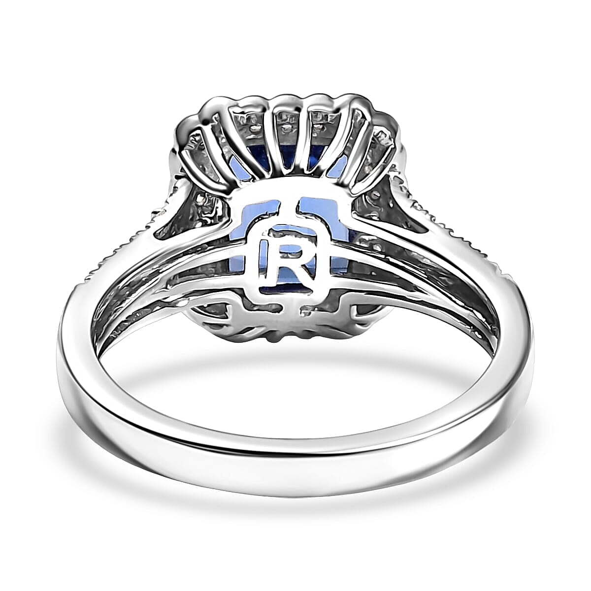 Certified & Appraised Rhapsody AAAA Tanzanite and E-F VS Diamond 3.00 ctw Ring in 950 Platinum (Size 7.0) image number 4