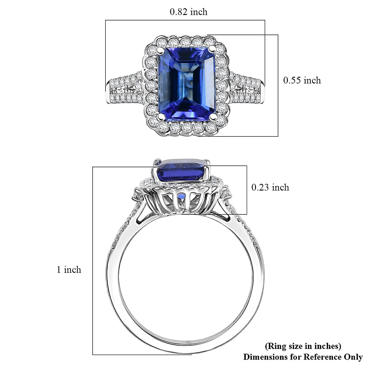 Certified & Appraised Rhapsody AAAA Tanzanite and E-F VS Diamond 3.00 ctw Ring in 950 Platinum (Size 7.0) image number 5