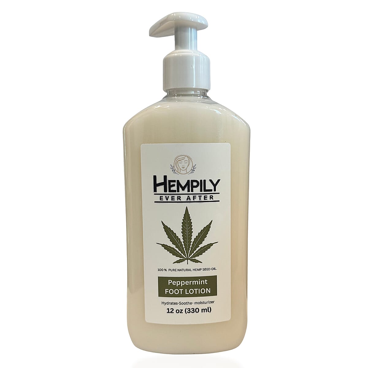 Hempily Ever After Pure Hemp Seed Oil Foot Lotion- Peppermint (12oz) (Ships in 6-8 Business Days) image number 0