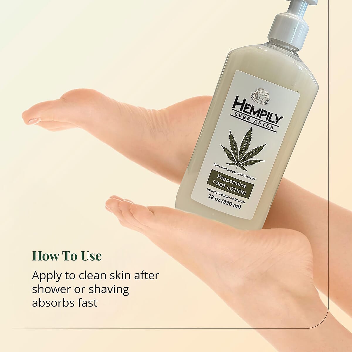 Hempily Ever After Pure Hemp Seed Oil Foot Lotion- Peppermint (12oz) image number 2