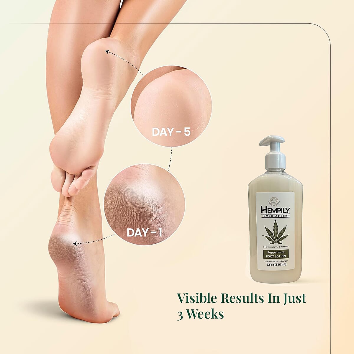 Hempily Ever After Pure Hemp Seed Oil Foot Lotion- Peppermint (12oz) image number 4