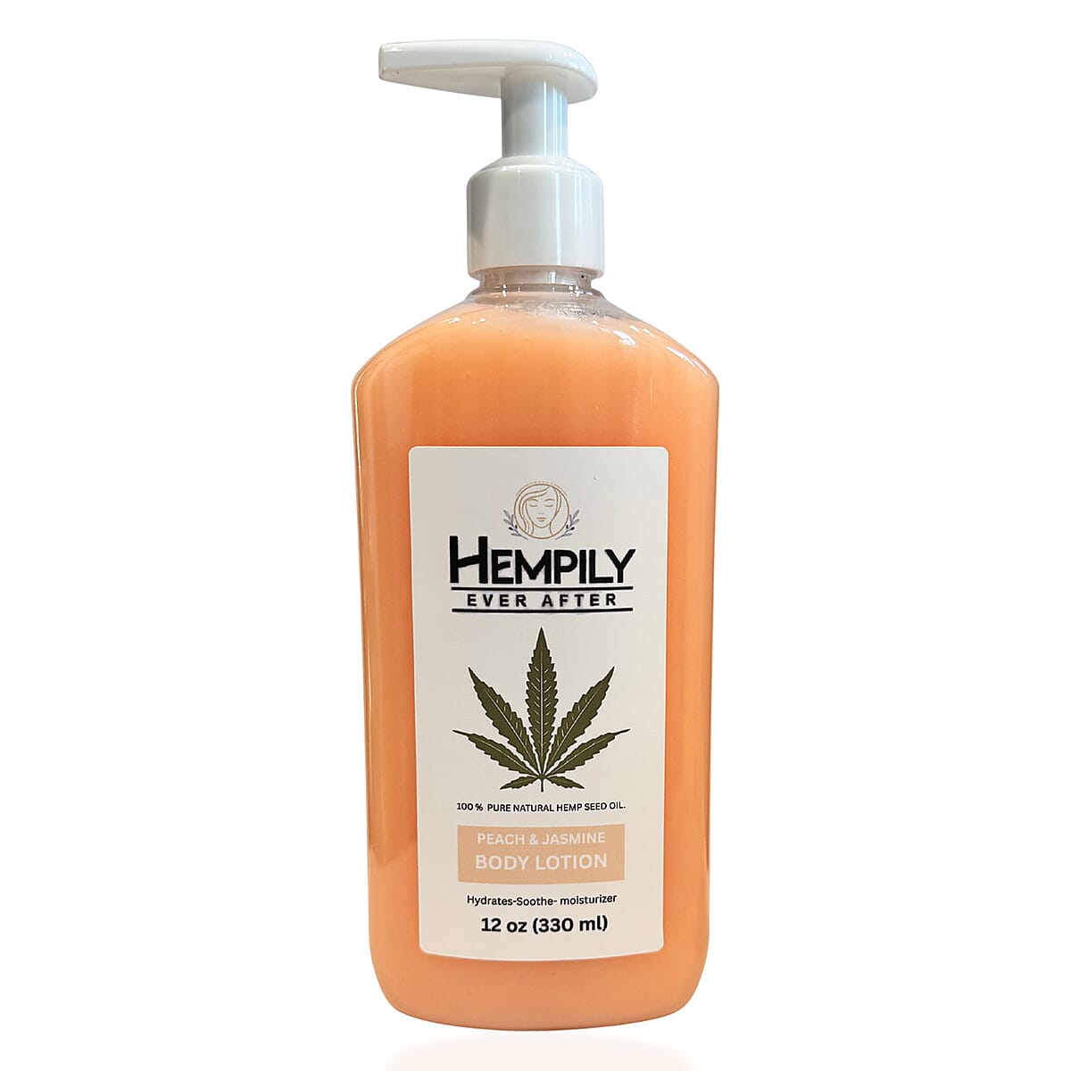 Hempily Ever After Pure Hemp Seed Oil Body Lotion- Peach & Jasmine (12oz) (Ships in 6-8 Business Days) image number 0