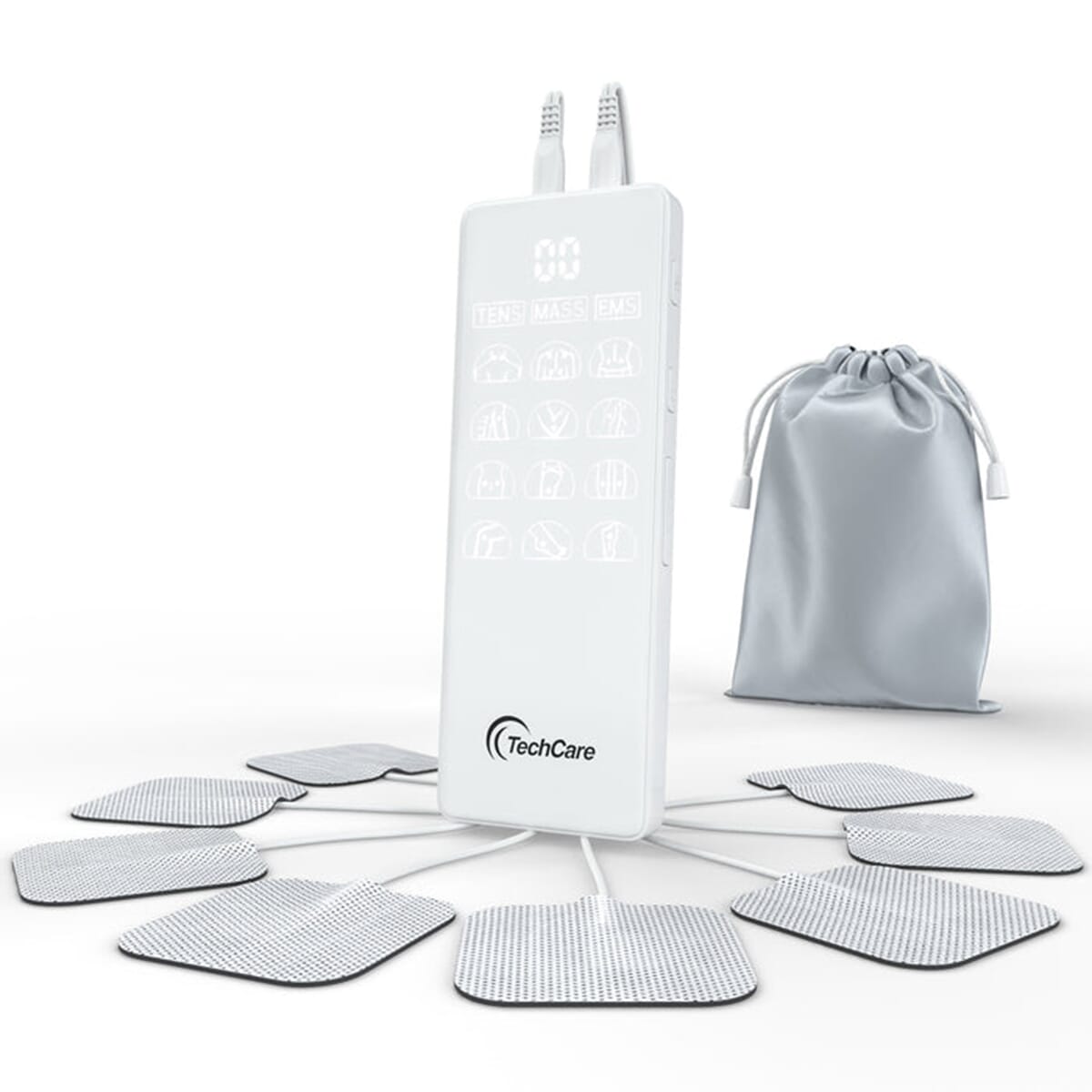 Techcare Massager Tens Machine Unit Device Pulse Massager 4 Channel Rechargeable Muscle Stimulator image number 1