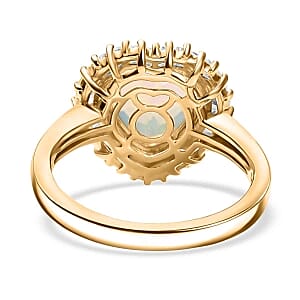 Ethiopian Welo Opal and Moissanite 2.45 ctw Ring in Vermeil Yellow Gold Over Sterling Silver (Size 10)