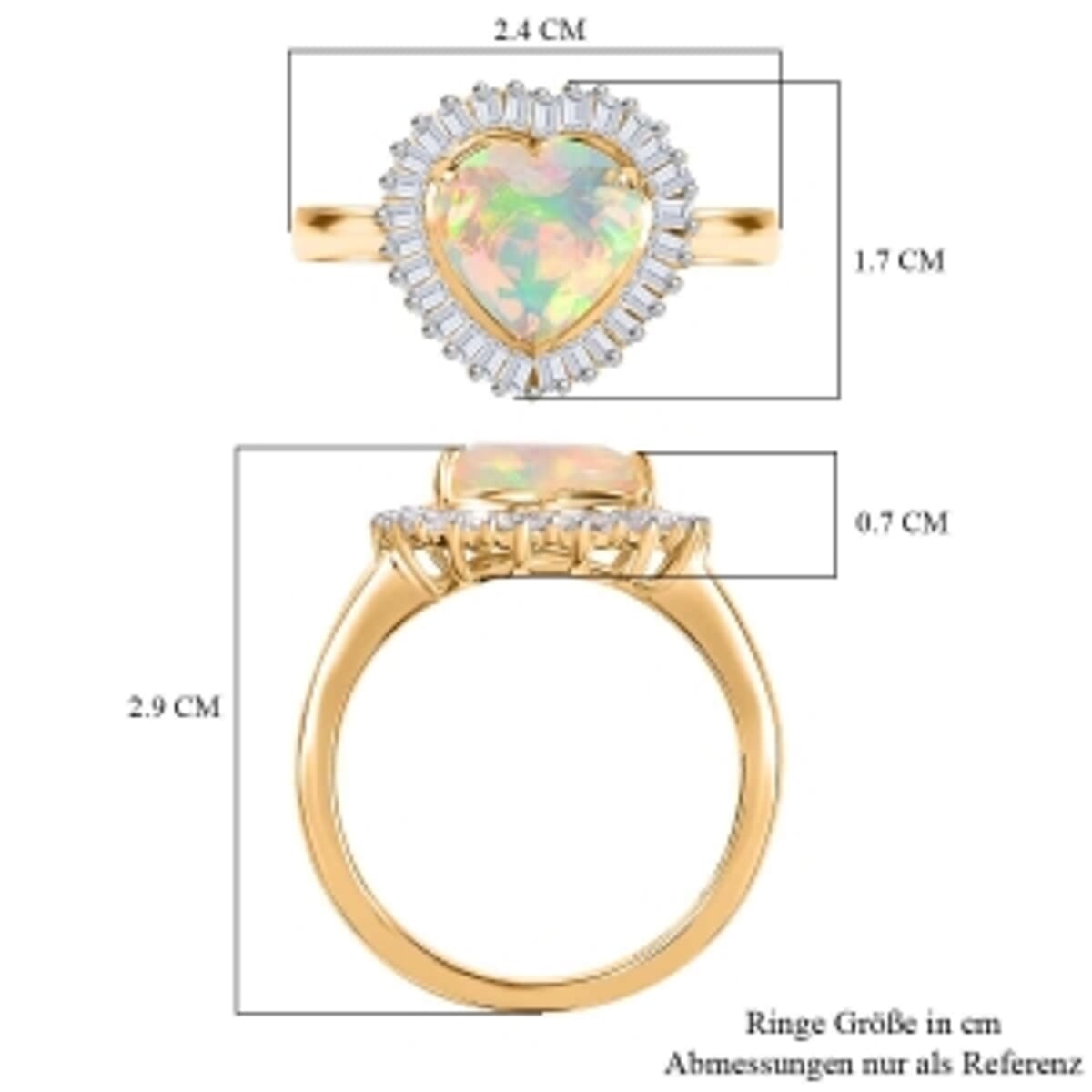 Ethiopian Welo Opal and Moissanite 2.45 ctw Ring in Vermeil Yellow Gold Over Sterling Silver (Size 10) image number 6