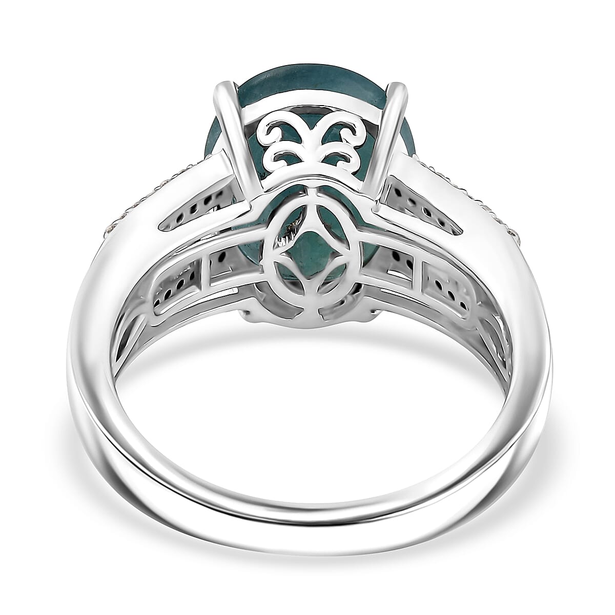 D'Joy Premium Grandidierite and Moissanite 6.00 ctw Stairs to Heaven Ring in Rhodium Over Sterling Silver (Size 10.0)