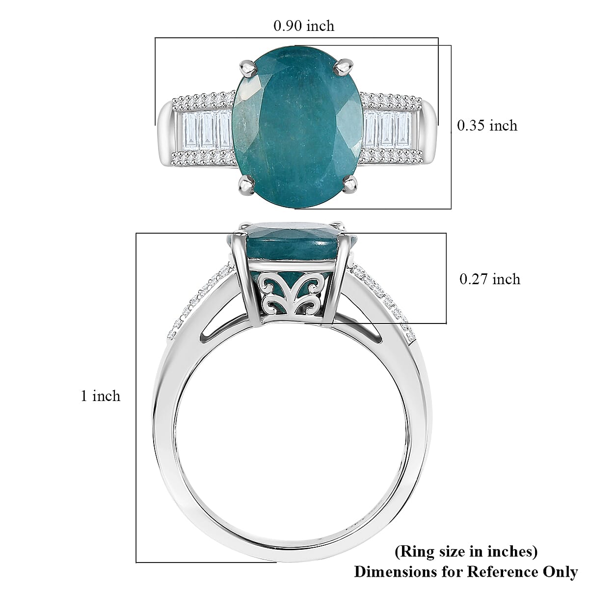 D'Joy Premium Grandidierite and Moissanite 6.00 ctw Stairs to Heaven Ring in Rhodium Over Sterling Silver (Size 10.0)