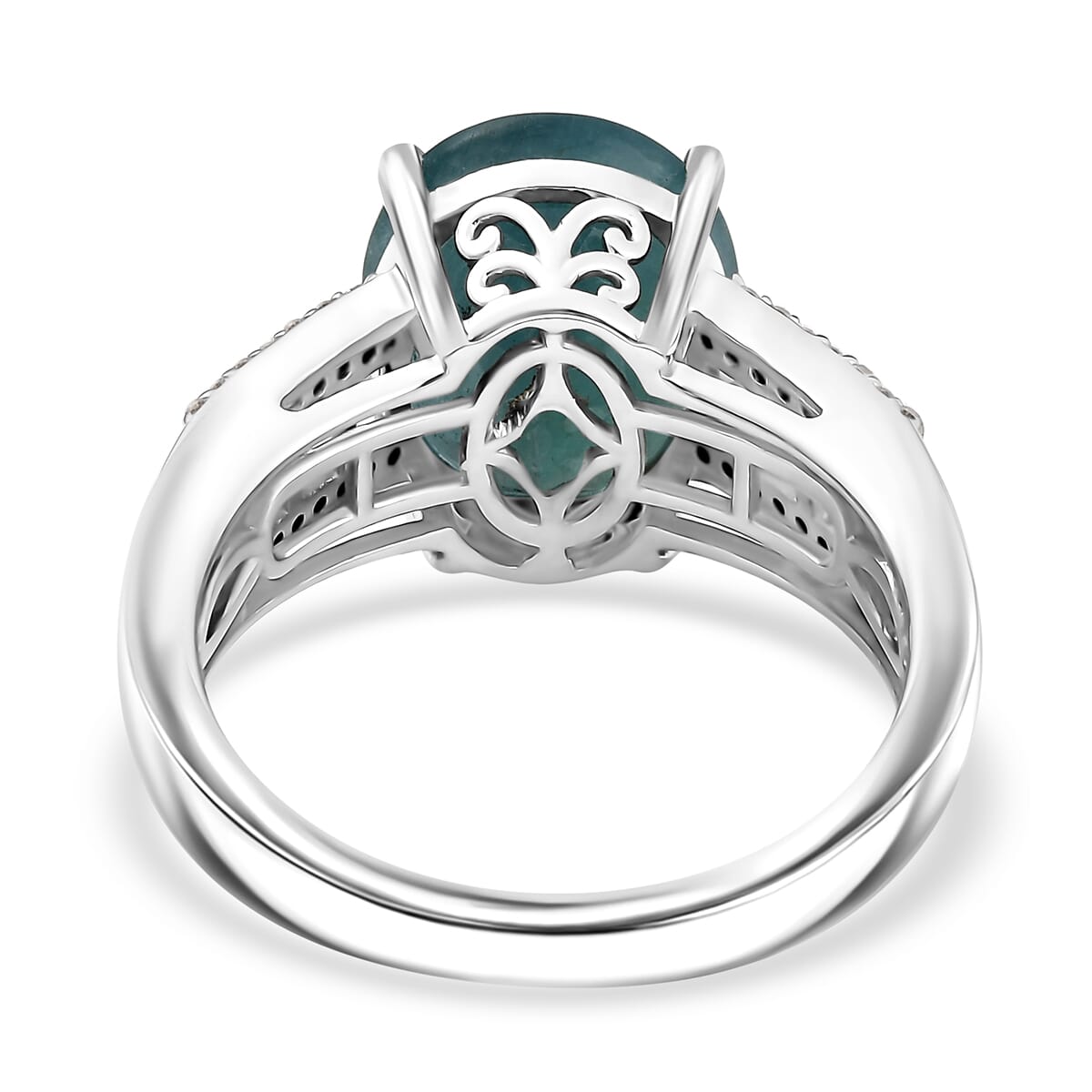 D'Joy Premium Grandidierite and Moissanite 6.00 ctw Stairs to Heaven Ring in Rhodium Over Sterling Silver (Size 6.0) image number 4