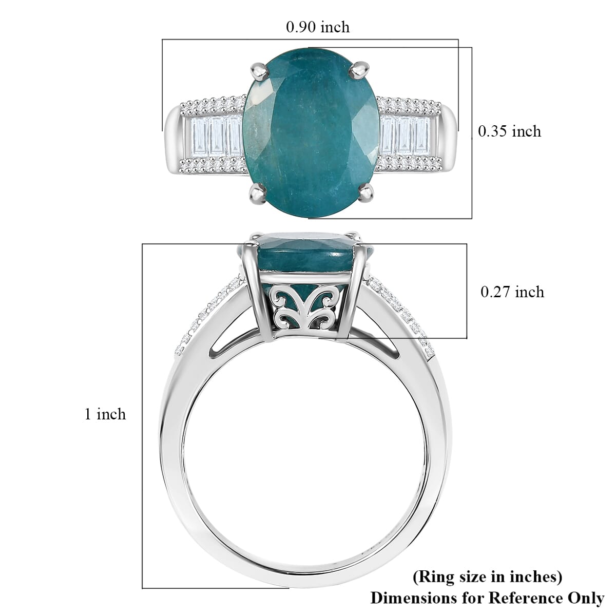 D'Joy Premium Grandidierite and Moissanite 6.00 ctw Stairs to Heaven Ring in Rhodium Over Sterling Silver (Size 6.0) image number 5