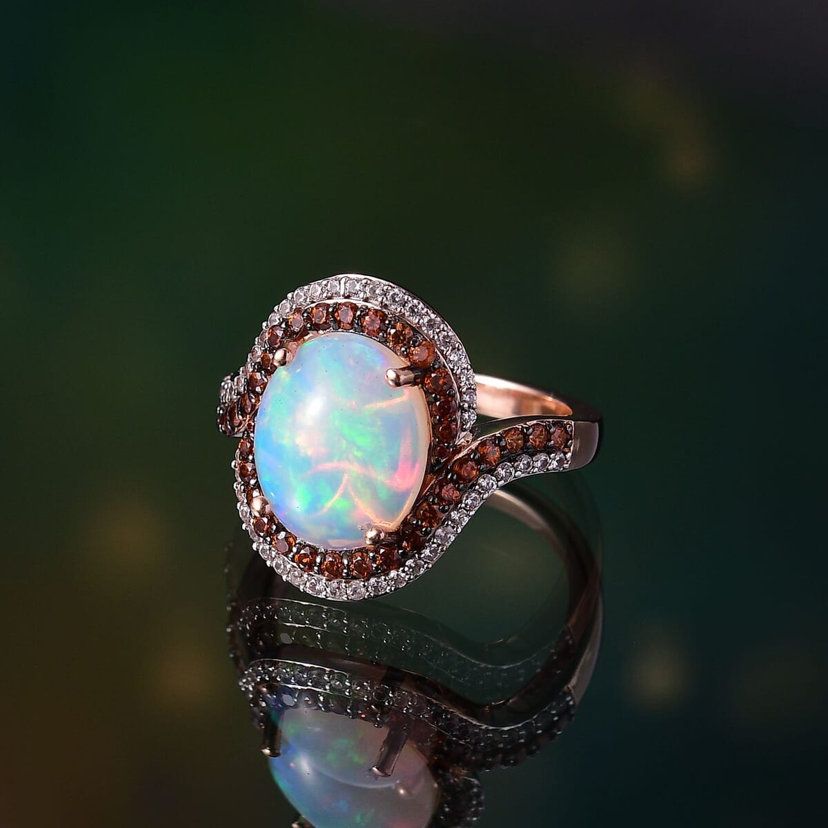 Premium Ethiopian Welo Opal and Multi Gemstone 4.30 ctw Ring in 18K Vermeil Rose Gold Over Sterling Silver (Size 10.0) image number 1