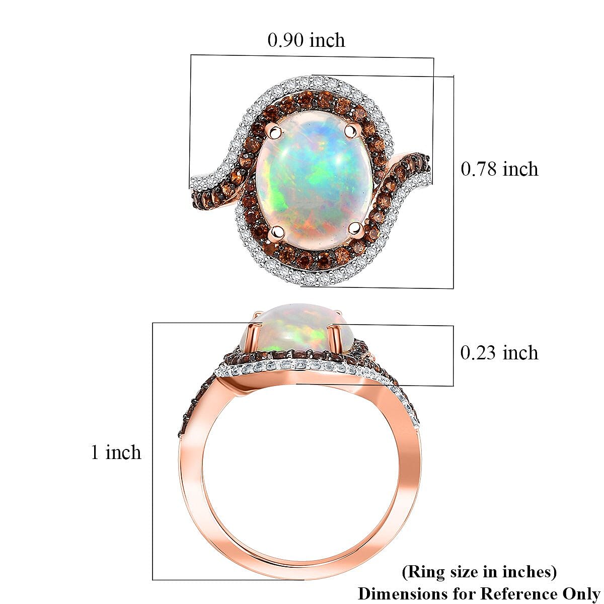 D'Joy Premium Ethiopian Welo Opal and Multi Gemstone 4.30 ctw Galaxy Universe Ring in 18K Vermeil Rose Gold Over Sterling Silver (Size 10.0)