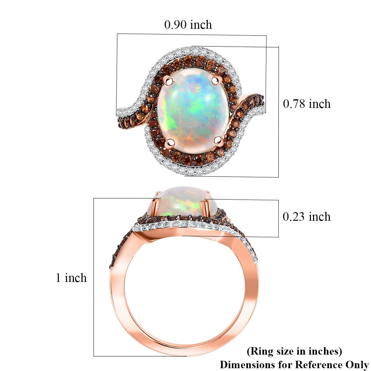 D'Joy Premium Ethiopian Welo Opal and Multi Gemstone 4.30 ctw Ring in 18K Vermeil Rose Gold Over Sterling Silver (Size 5.0) image number 5