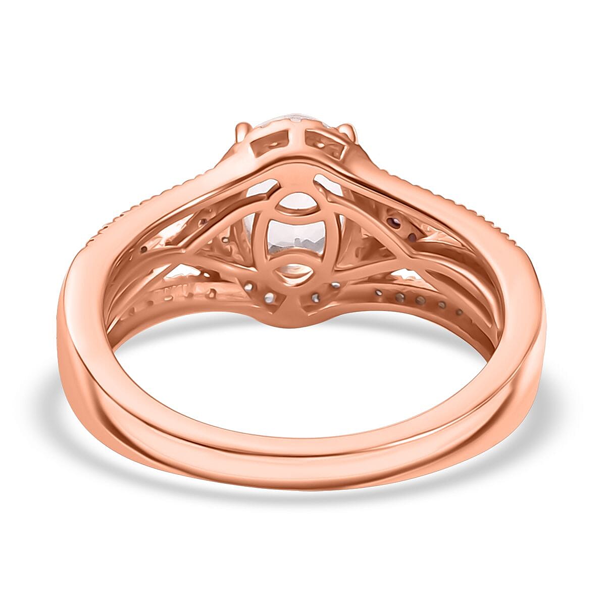 D'Joy Premium Pink Morganite and Multi Gemstone 1.65 ctw Blush Wave Ring in 18K Vermeil Rose Gold Over Sterling Silver (Size 8.0) image number 4