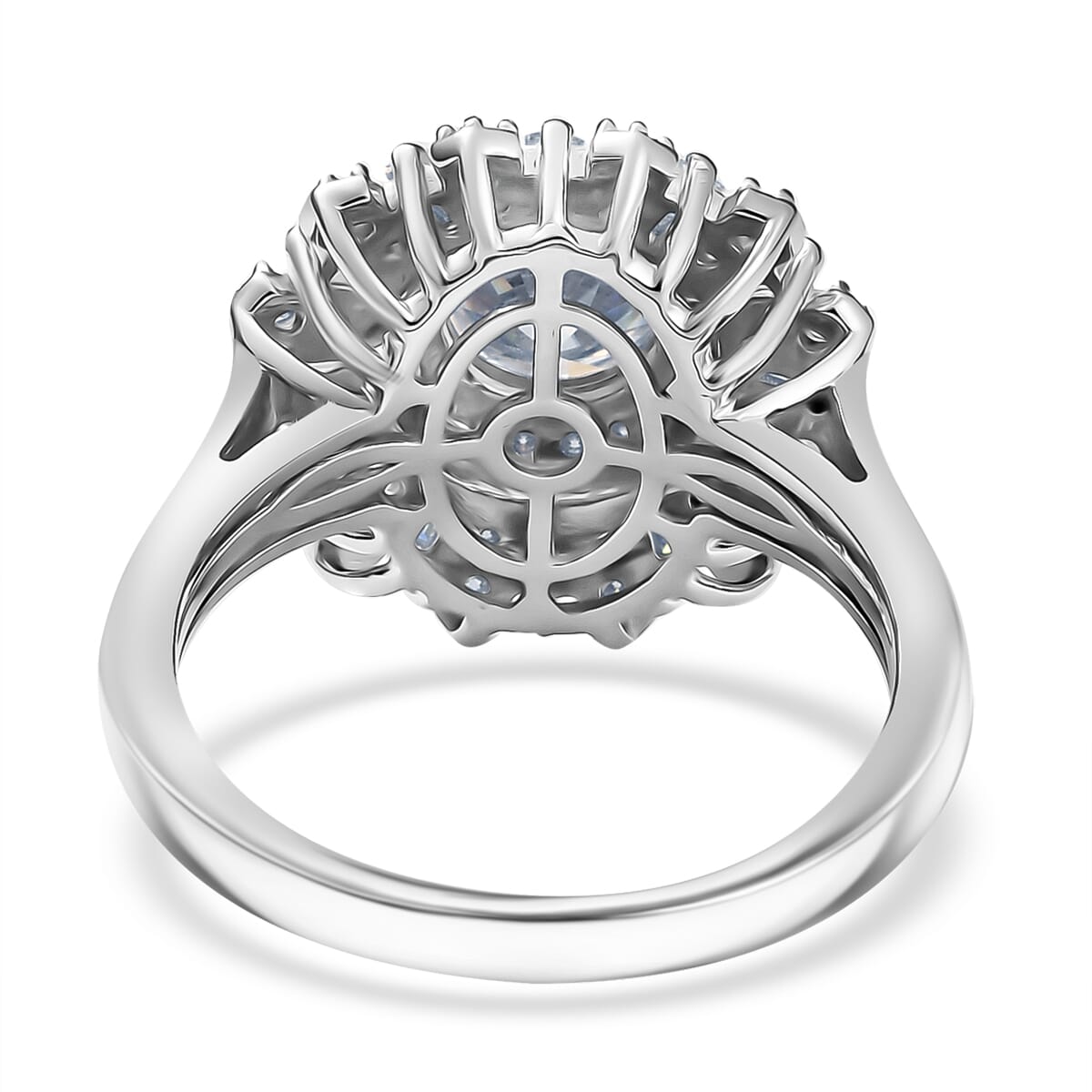D'Joy Moissanite 2.10 ctw Vintage Floral Ring in Rhodium Over Sterling Silver (Size 10.0) image number 4