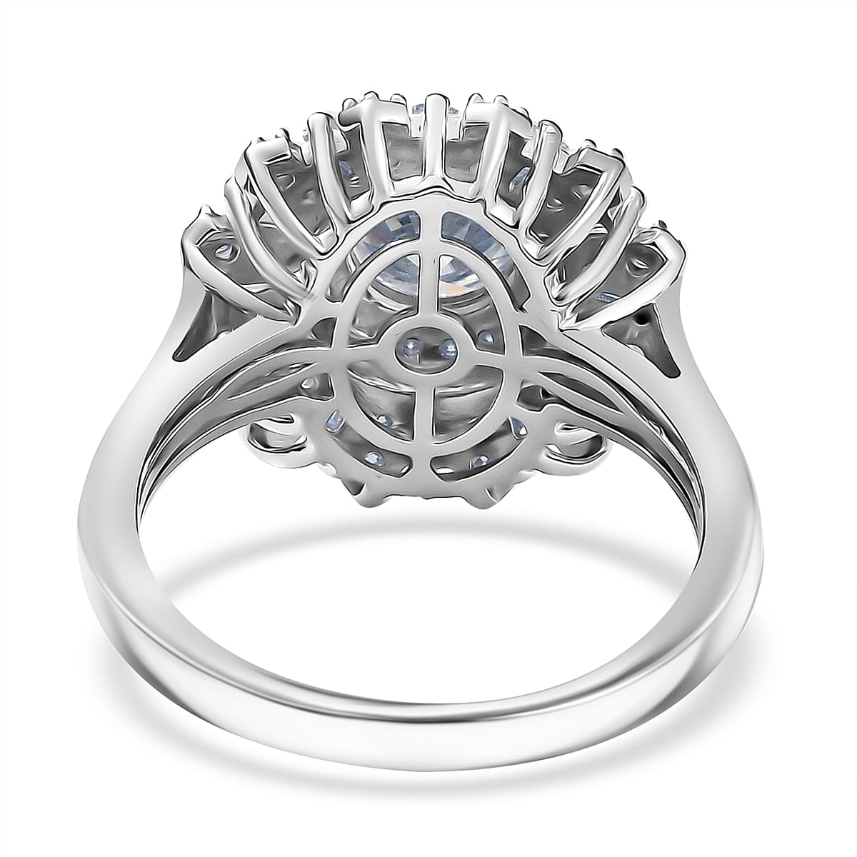 D'Joy Moissanite 2.10 ctw Vintage Floral Ring in Rhodium Over Sterling Silver (Size 9.0) image number 4