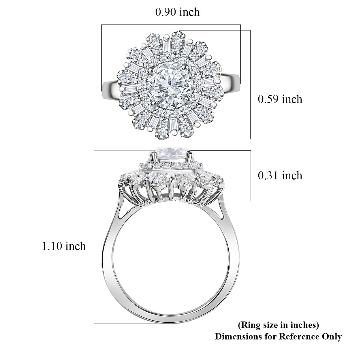 D'Joy Moissanite 2.10 ctw Vintage Floral Ring in Rhodium Over Sterling Silver (Size 9.0) image number 5