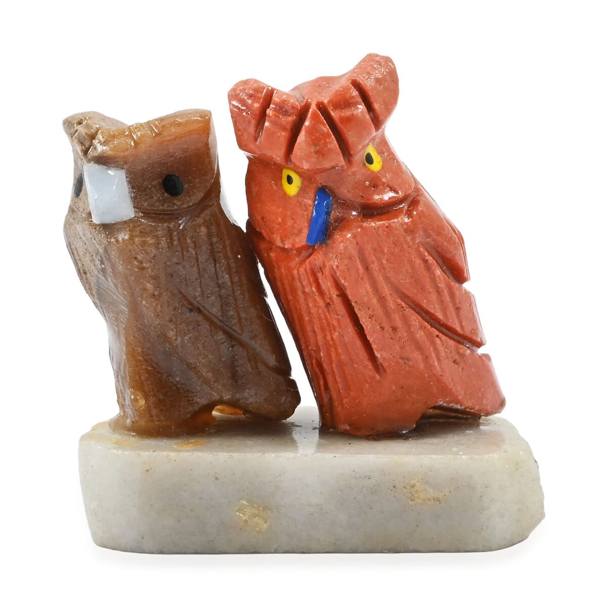 Multi Gemstone Carved Owl Couple Approx 170cts image number 0