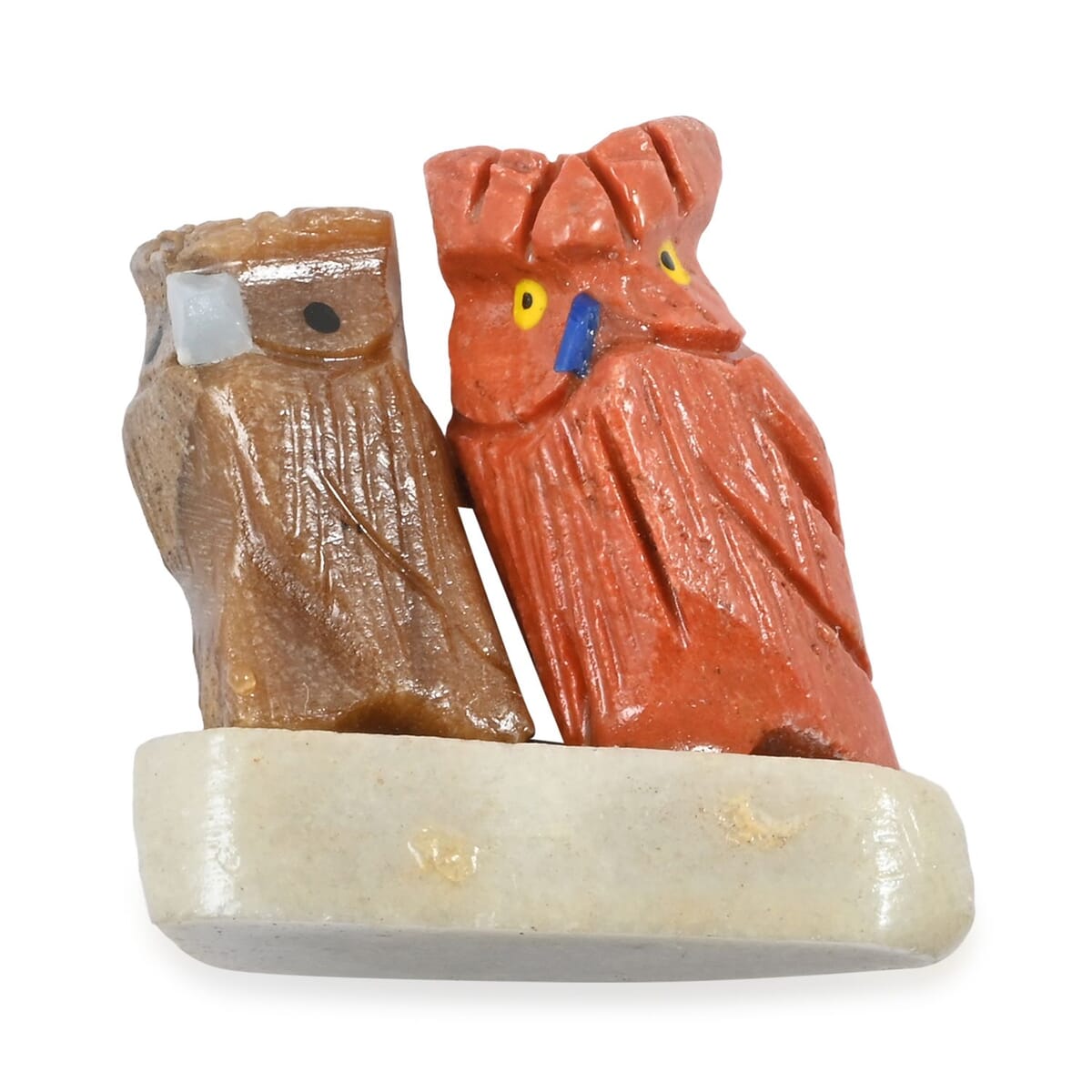 Multi Gemstone Carved Owl Couple Approx 170cts image number 3