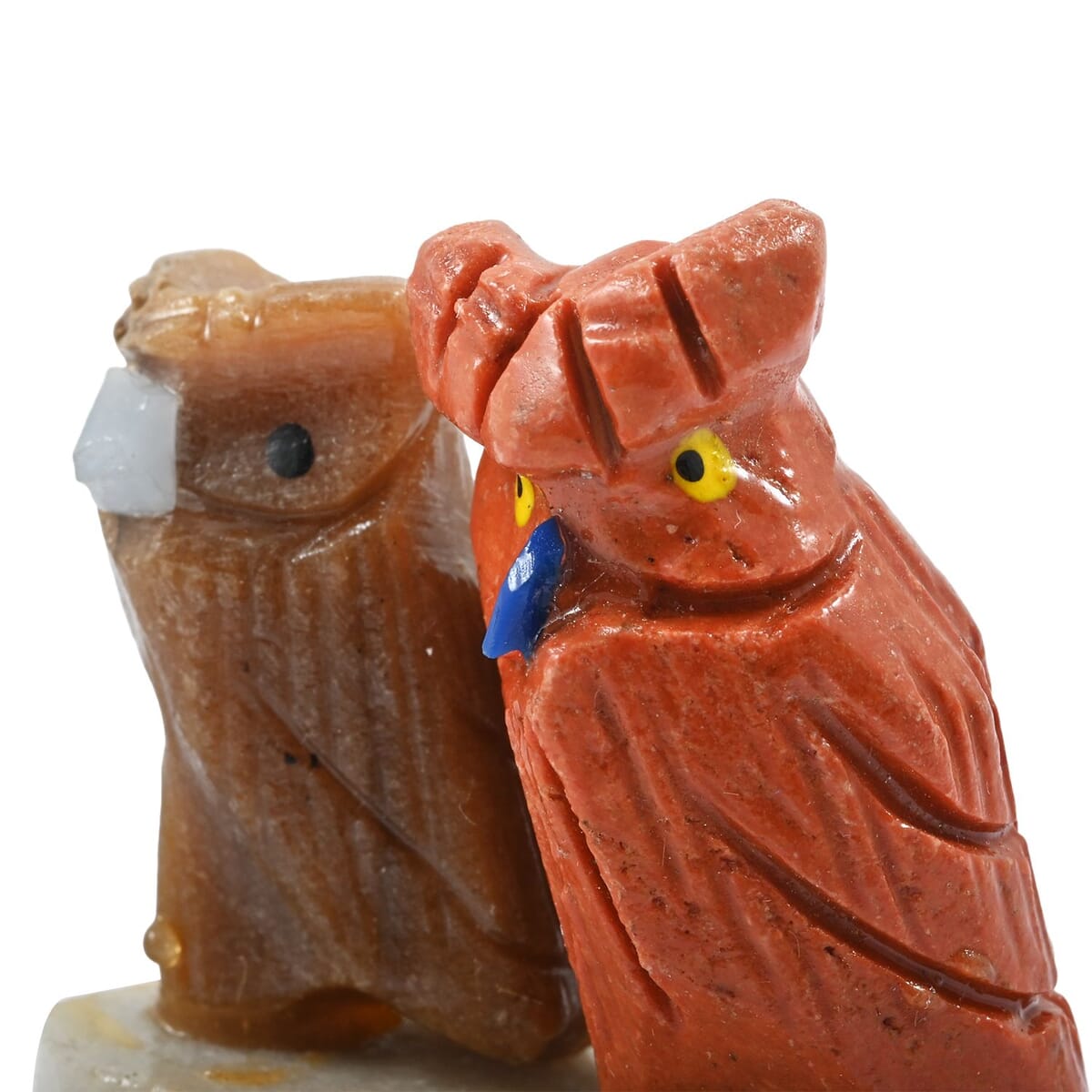 Multi Gemstone Carved Owl Couple Approx 170cts image number 4