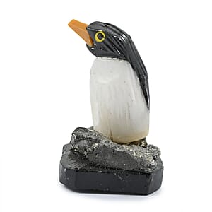 Multi Gemstone Carved Penguin Couple Approx 190cts