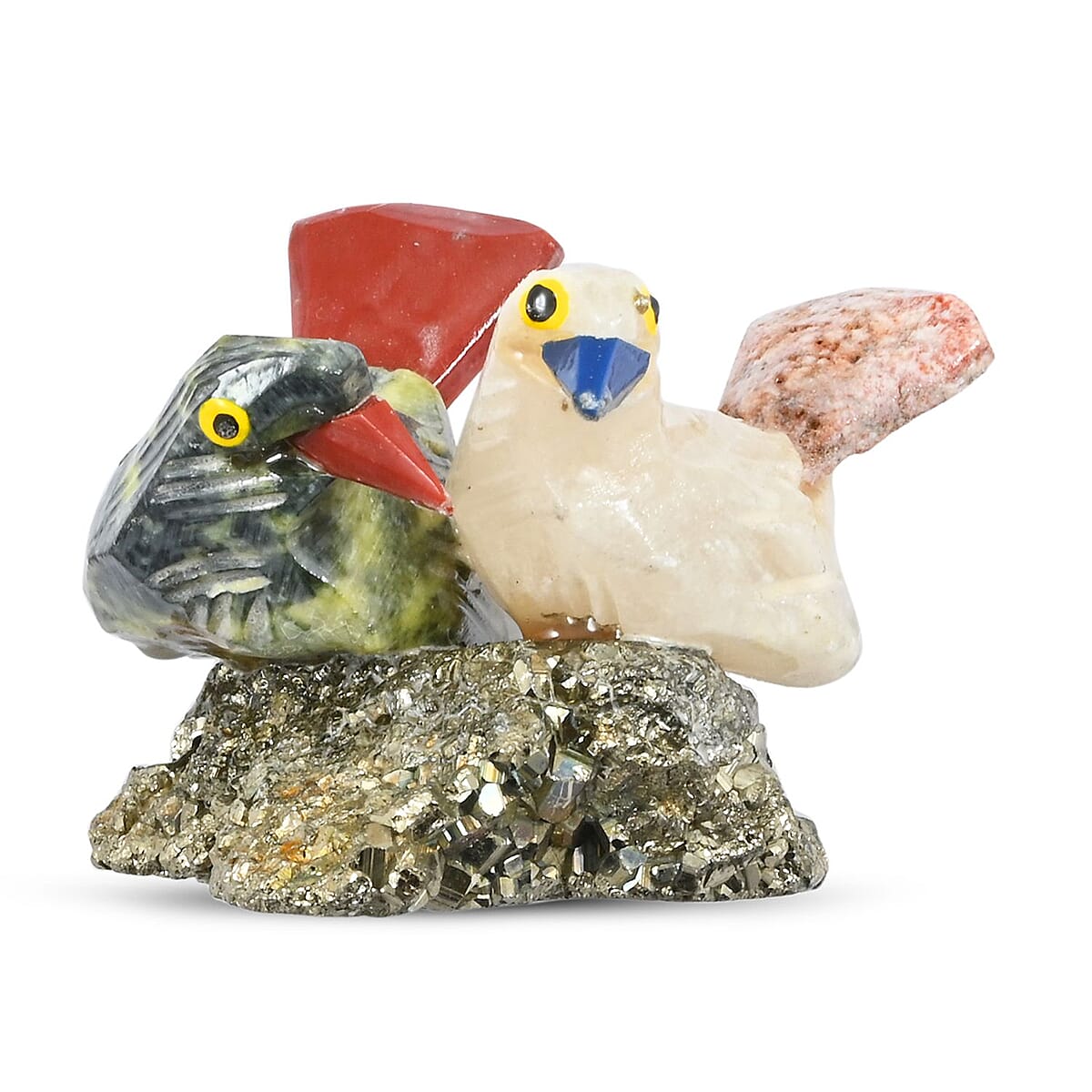 Multi Gemstone Carved Wren Couple Approx 220cts image number 0
