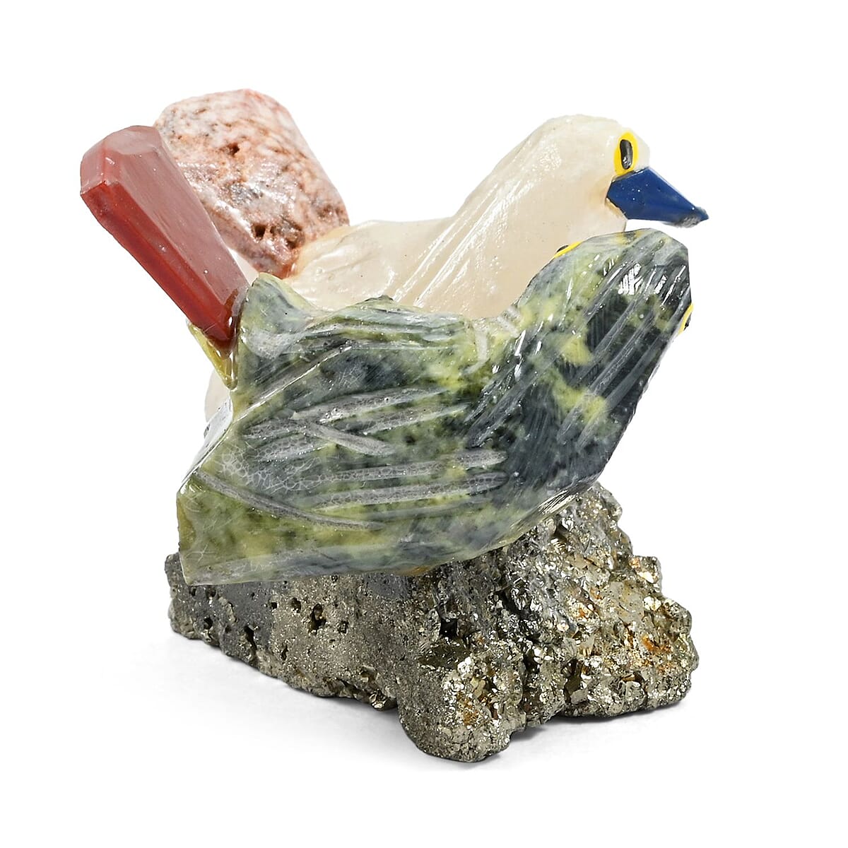 Multi Gemstone Carved Wren Couple Approx 220cts image number 1