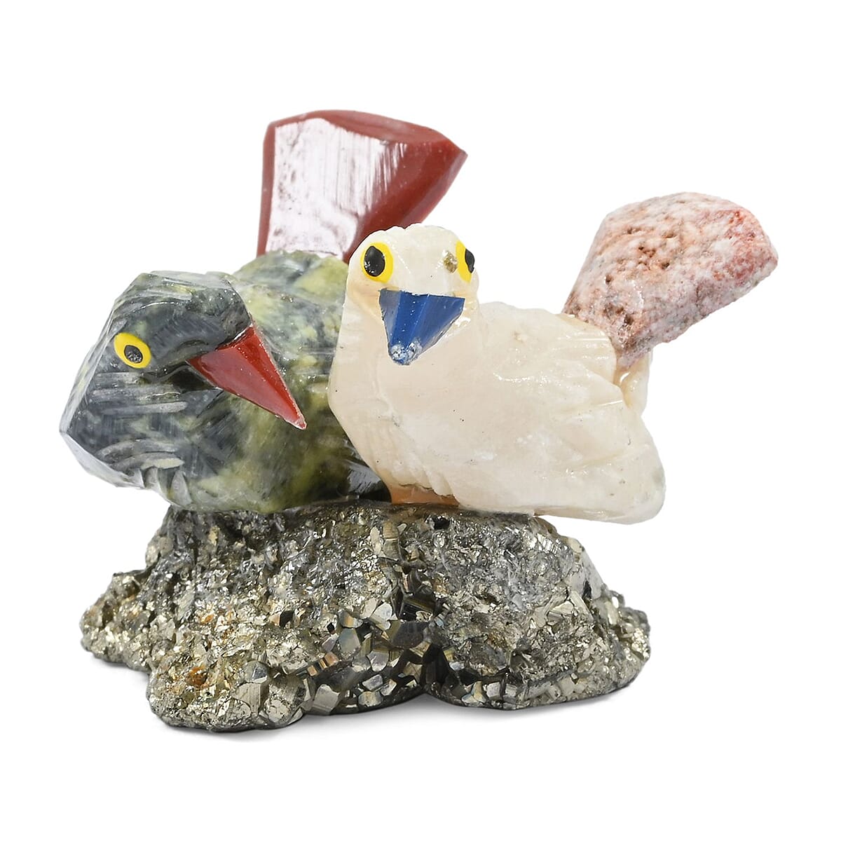 Multi Gemstone Carved Wren Couple Approx 220cts image number 2