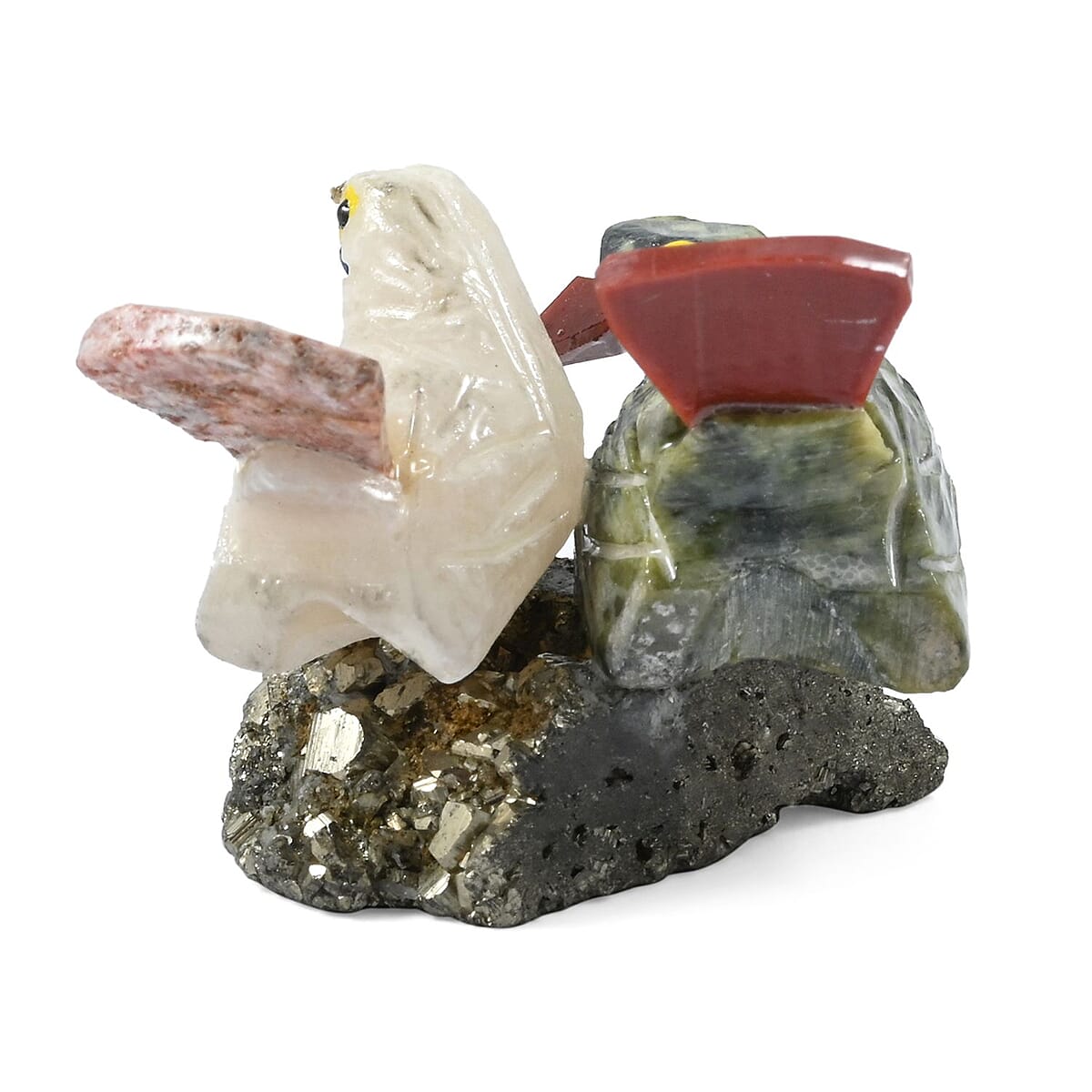 Multi Gemstone Carved Wren Couple Approx 220cts image number 3