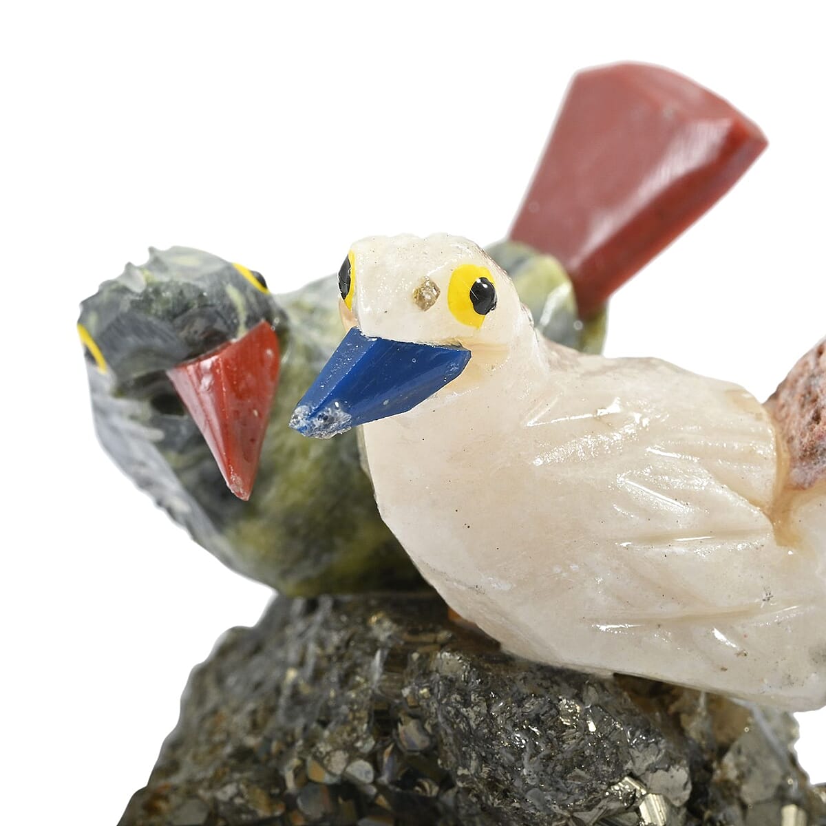 Multi Gemstone Carved Wren Couple Approx 220cts image number 4