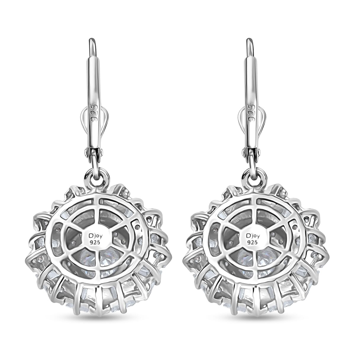D'Joy Moissanite 3.50 ctw Vintage Floral Earrings in Rhodium Over Sterling Silver image number 4