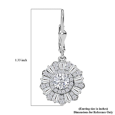 D'Joy Moissanite 3.50 ctw Vintage Floral Earrings in Rhodium Over Sterling Silver