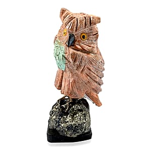 Multi Gemstone Carved Owl Approx 1280cts