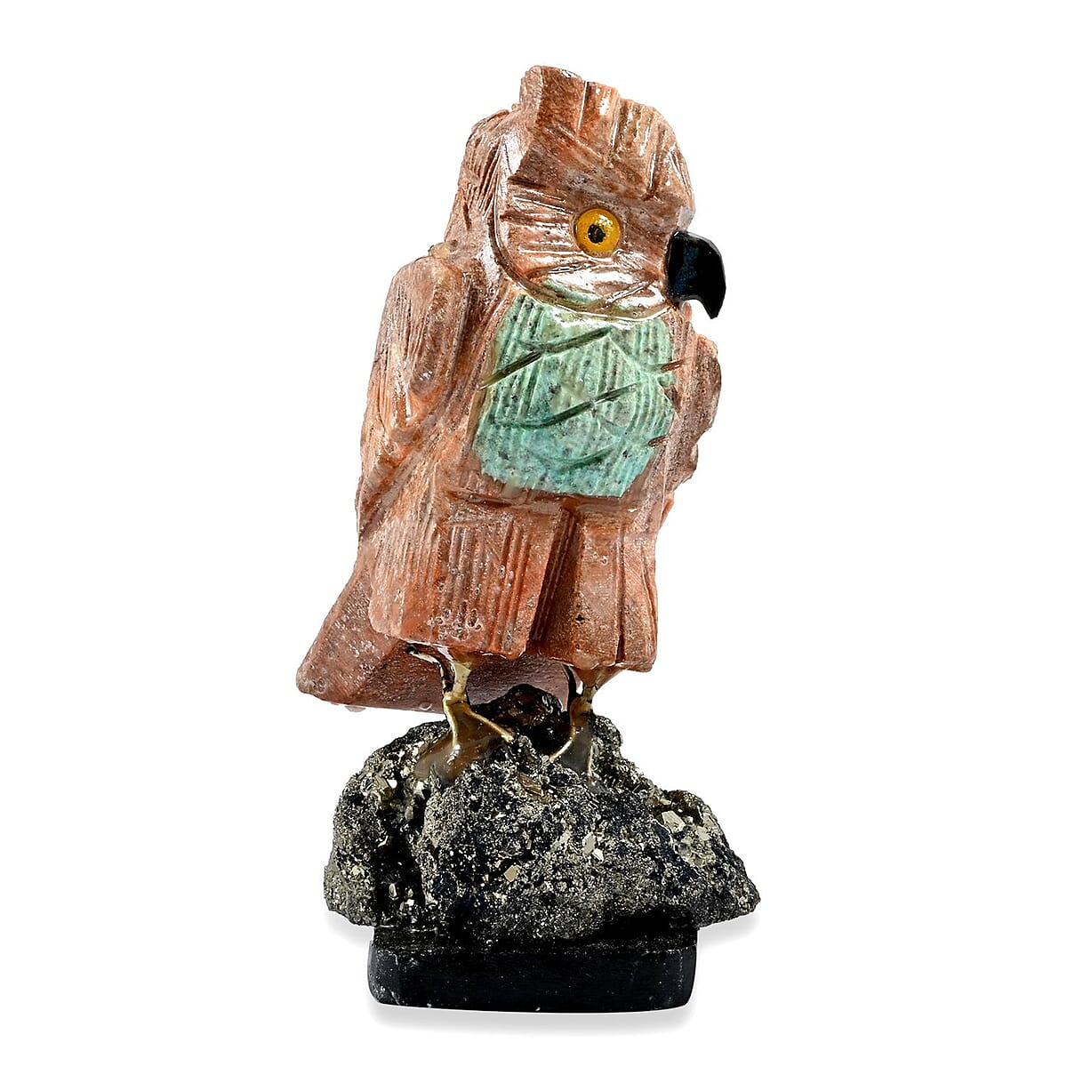 Multi Gemstone Carved Owl Approx 1280cts image number 1