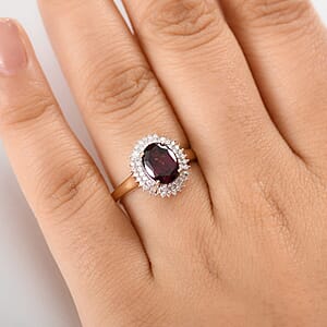 Luxoro AAA Radiant Ember Garnet and I2 Diamond 2.70 ctw Crown Jewel Ring in 10K Yellow Gold (Size 10.0) 