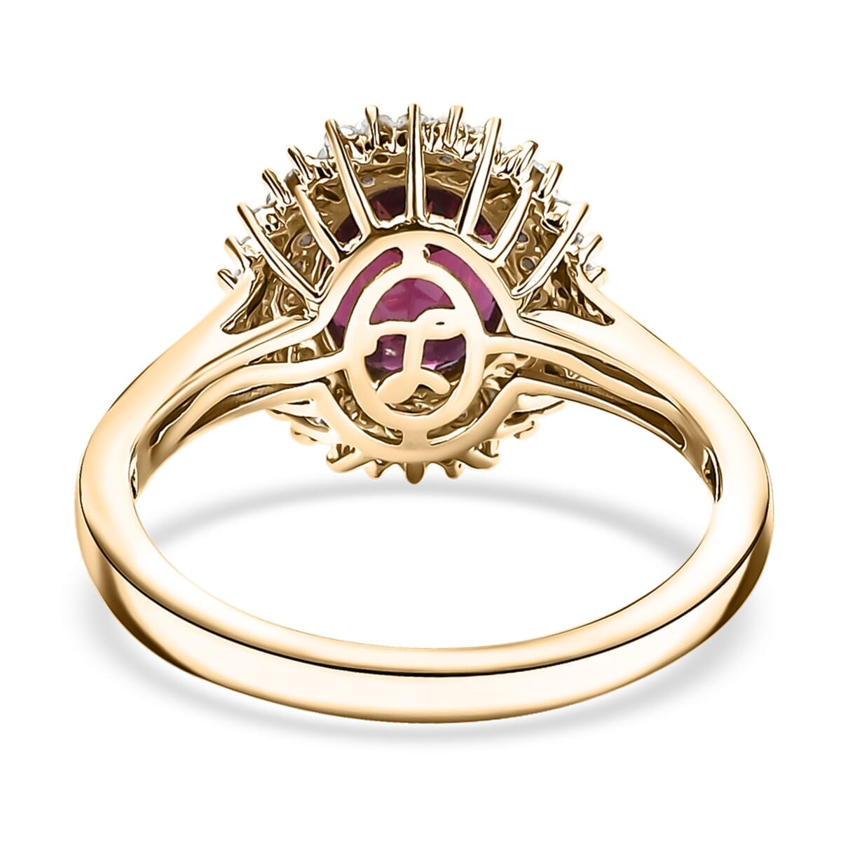 Luxoro 10K Yellow Gold AAA Radiant Ember Garnet, Diamond (I2) (0.34 cts) Ring (Size 10.0) 2.70 ctw image number 4
