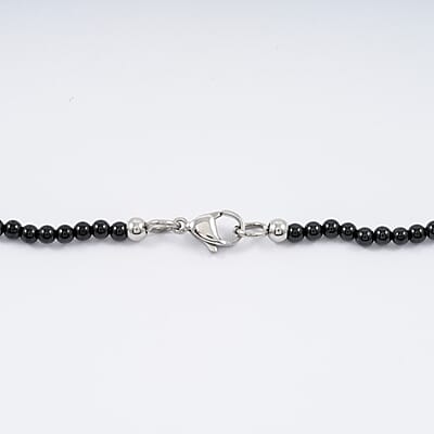 Multi Color Freshwater Pearl and Thai Black Spinel Station 55.00 ctw Necklace in Stainless Steel 24 Inches